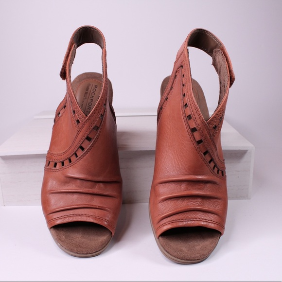 ROCKPORT 2-1/2 inch Leather Heels in Cognac Cobb Hill Collection Size 7 - Picture 3 of 10